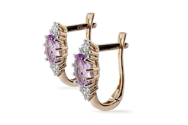 Golden earrings with Amethyst