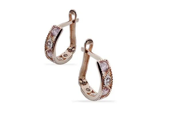 Golden earrings with Zircons