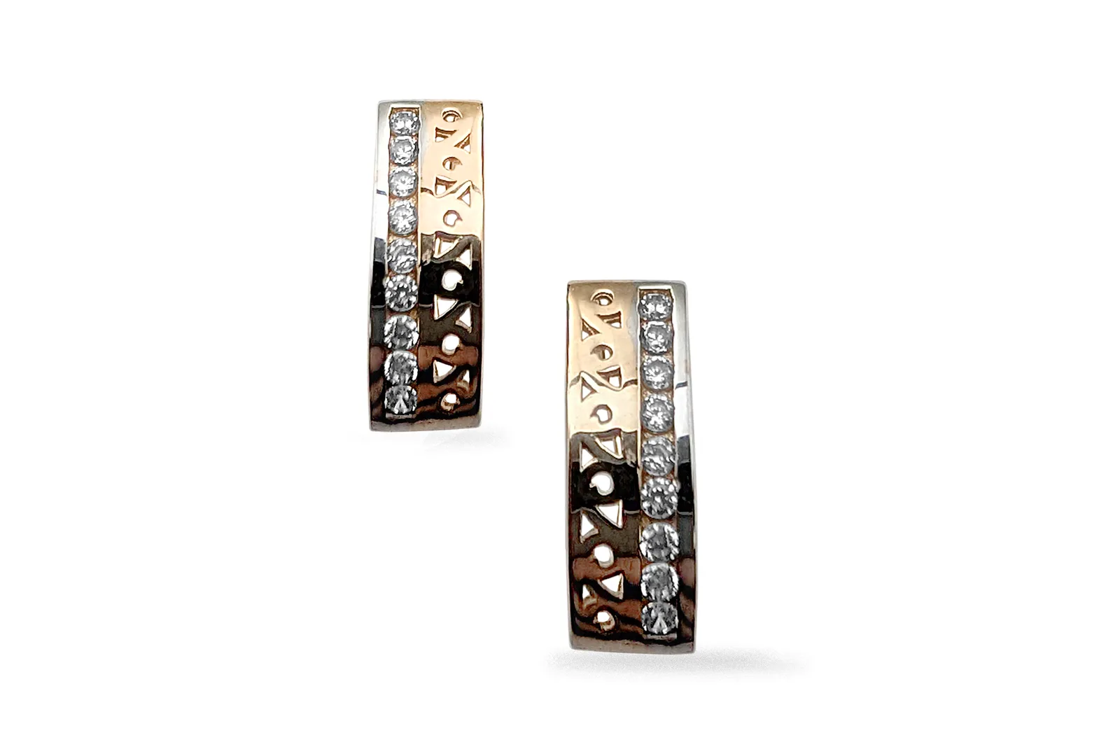 Golden earrings with Zircons