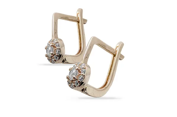 Golden earrings with Zircons