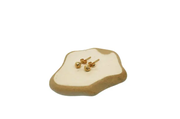 Engraved golden earrings AU19524