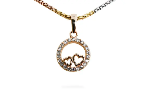 Golden pendant - Two hearts