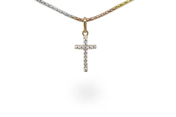 Golden pendant with Zirconia - Cross AU19557
