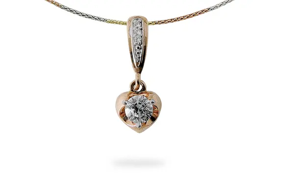Golden pendant with Zircon - Heart