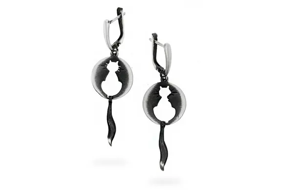 Silver Cat Earrings A3017500430
