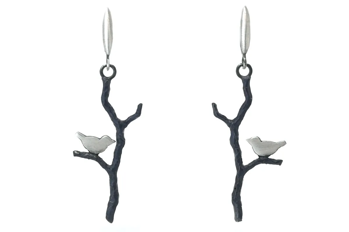 Earrings "Bird on a stick"