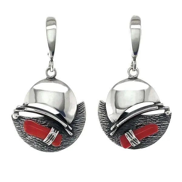 Earrings with dyed coral A2623300920