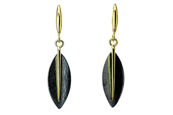 Oxidised Silver Earrings with Gold Plated Elements