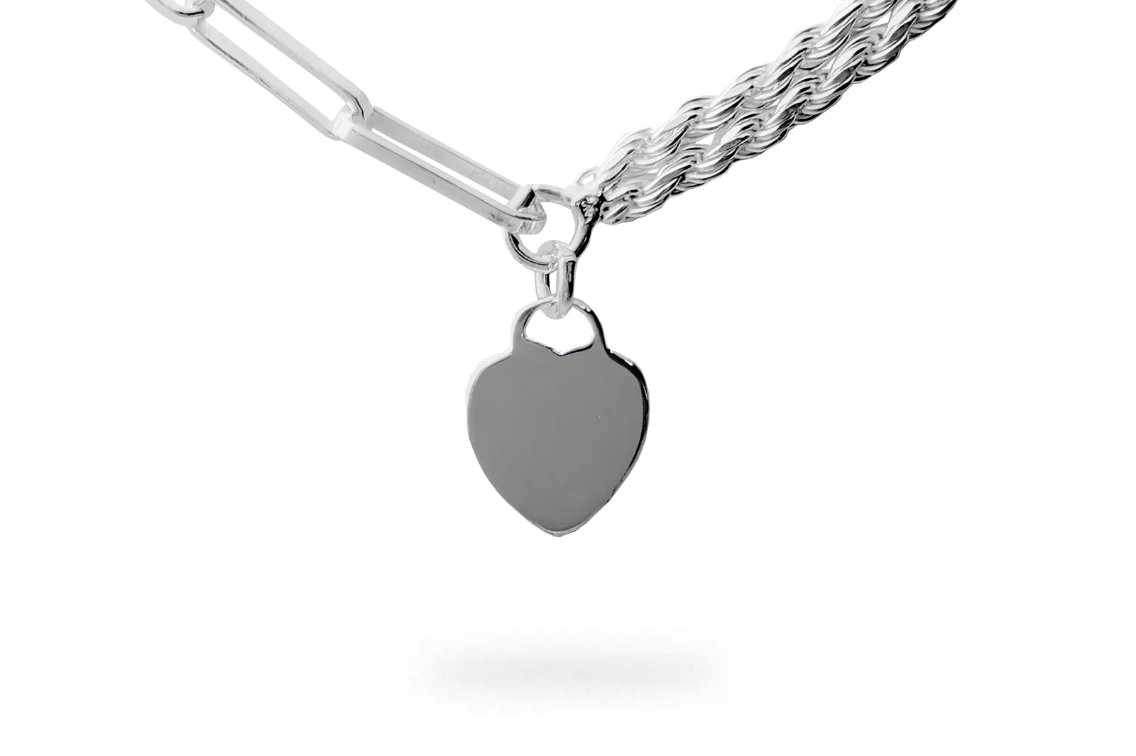 Double silver chain - Heart