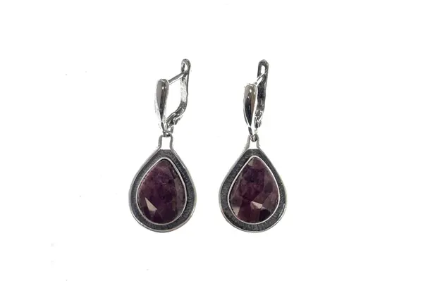 One-of-a-kind earrings with Corundum
