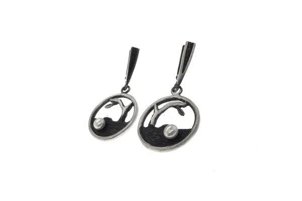 Matte round earrings - Trees A0000400830