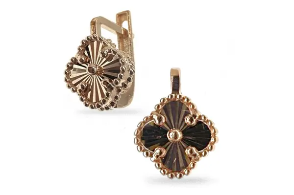 Red gold earrings - Clovers A87028397