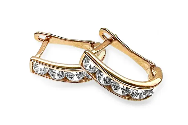 Red gold earrings with White zirconia AAU91009976