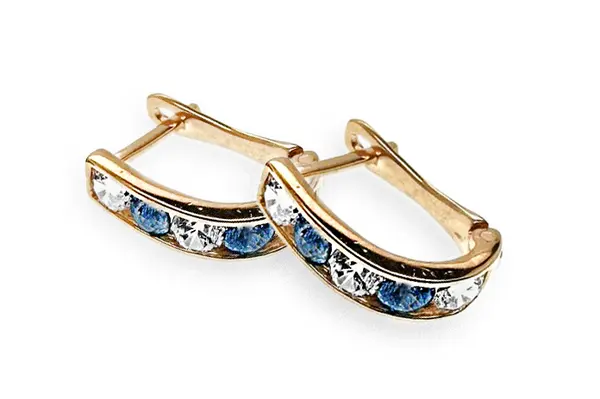 Red gold earrings with White and light blue zirconia AAU11010030