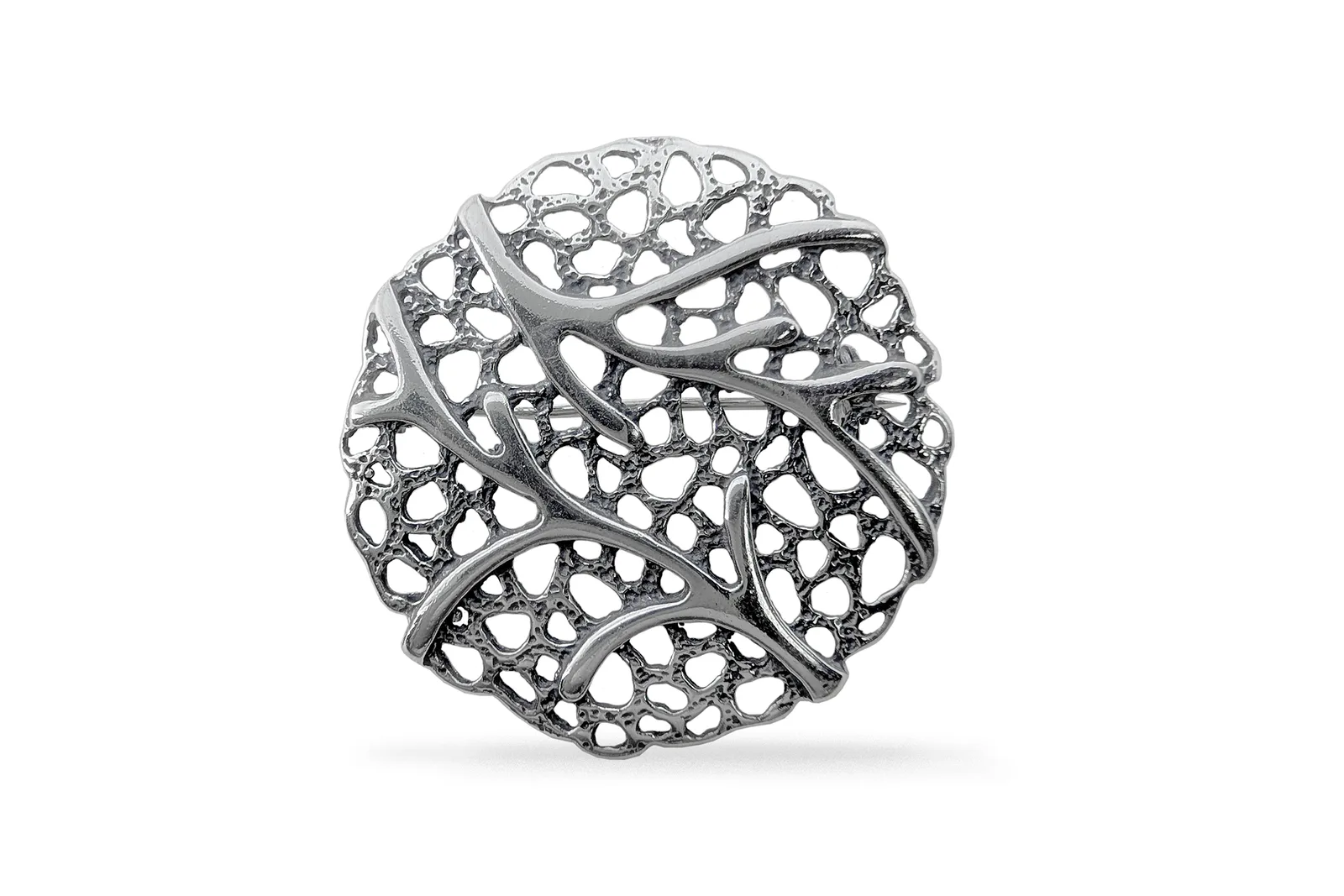 Silver openwork brooch