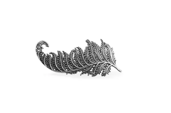 Silver brooch - Feather