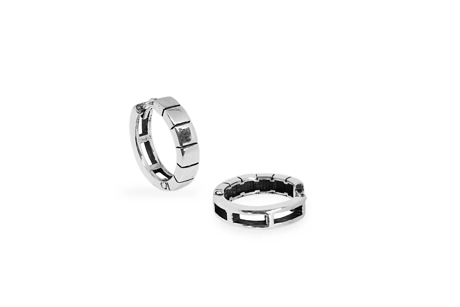 Silver double-side hoops