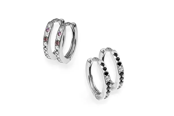 Silver hoops with Zircons