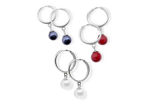 Silver hoops with Pearls