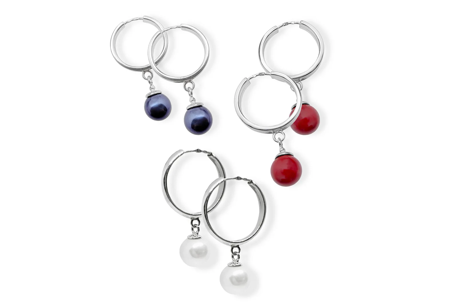 Silver hoops with Pearls