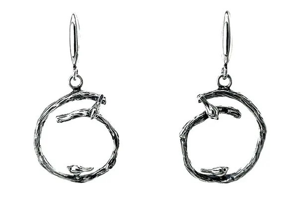 Earrings "Birds on a stick"
