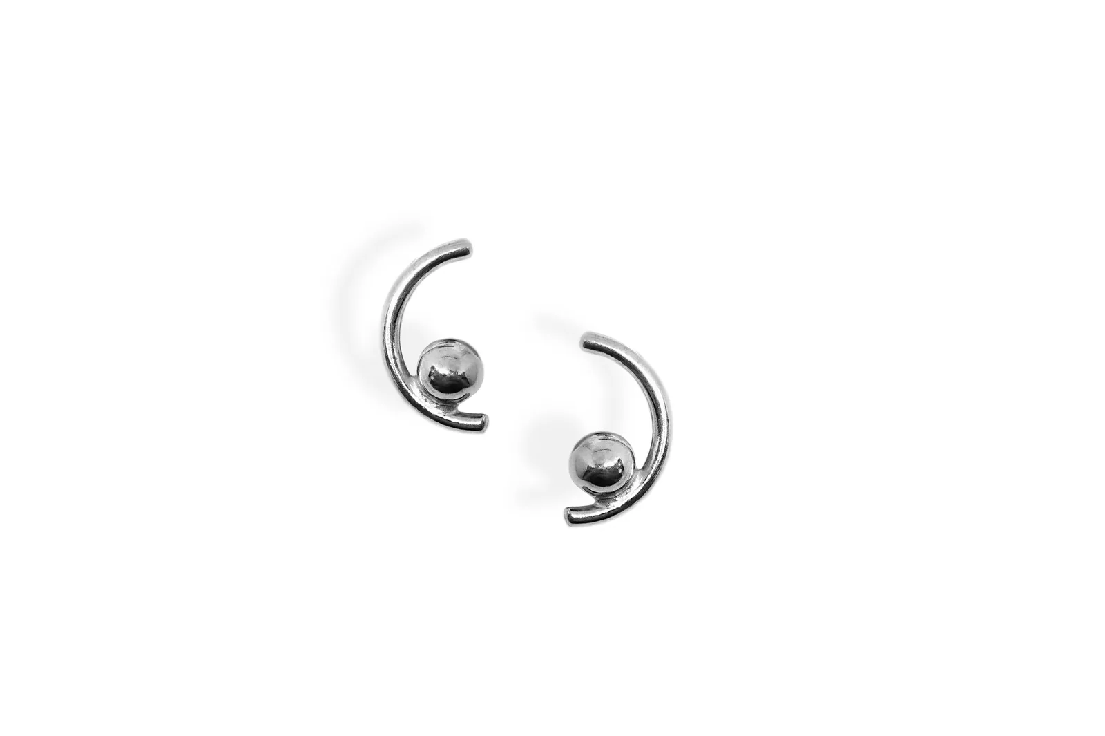Silver earrings - Arch with a bubble