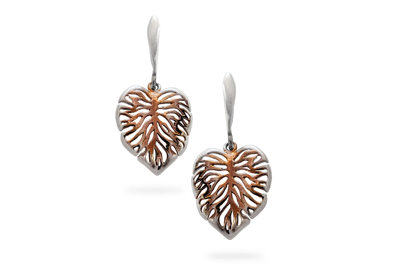 Silver earrings - Golden leaves