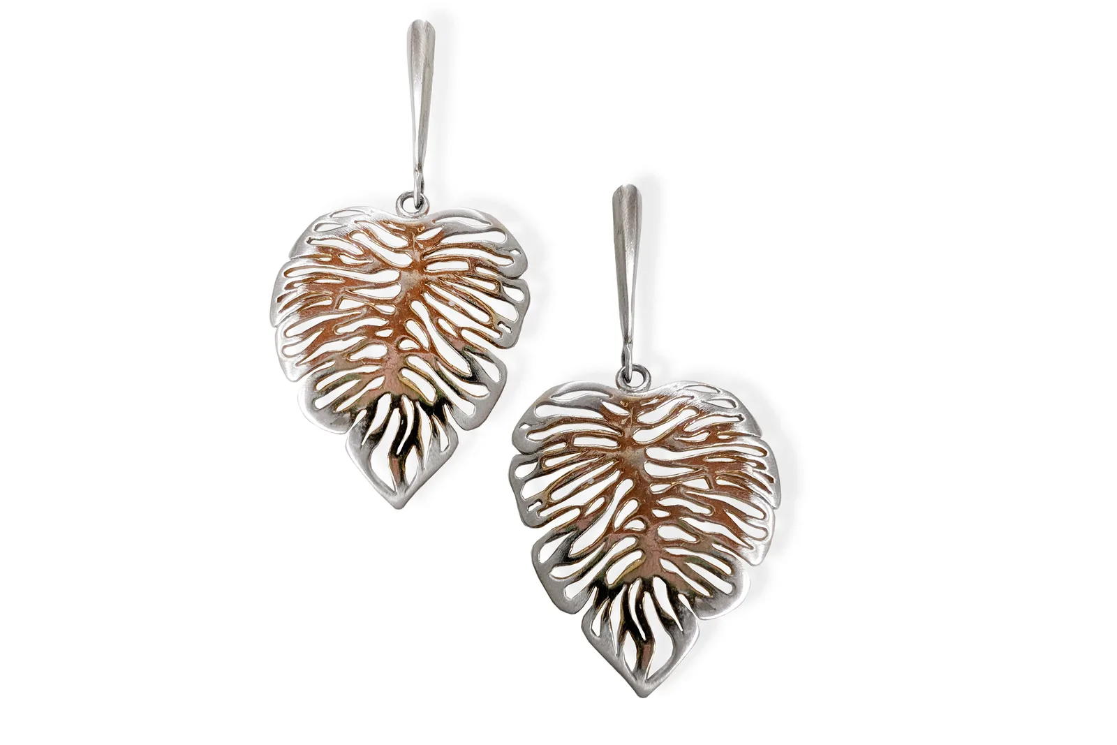 Silver earrings - Golden leaves
