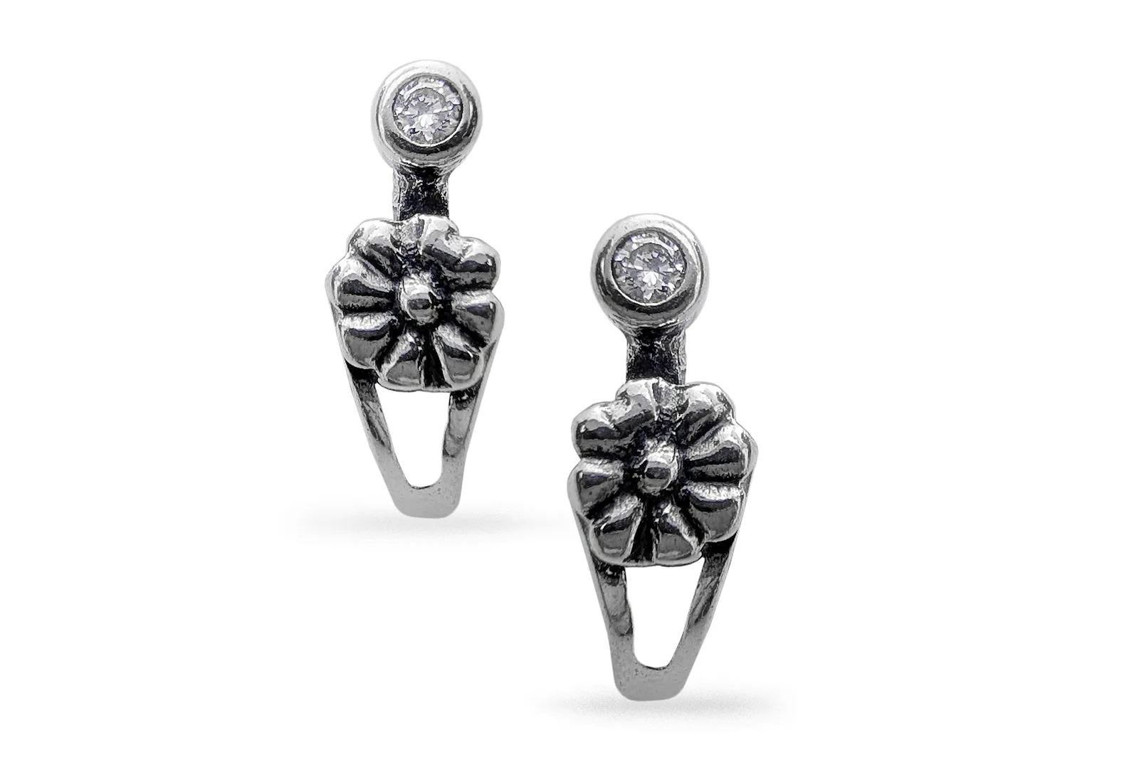 Silver earrings - Flowers