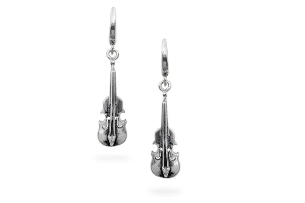 Silver earrings - Guitars