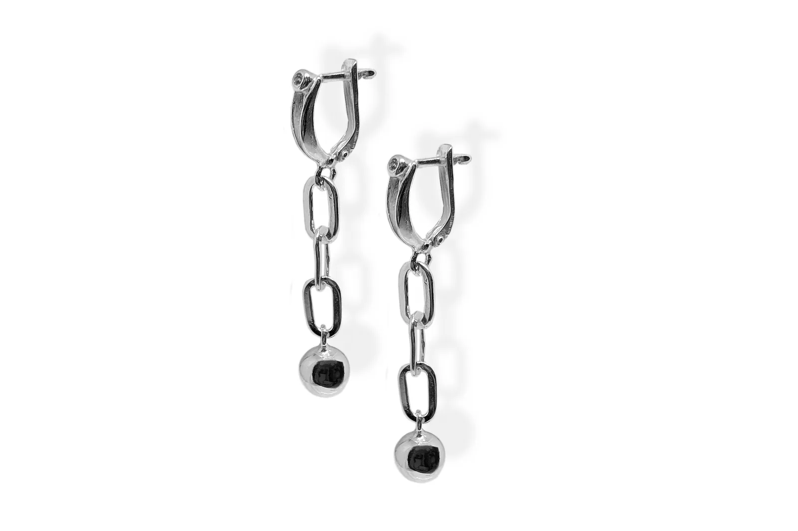 Silver earrings - Chain and bubble