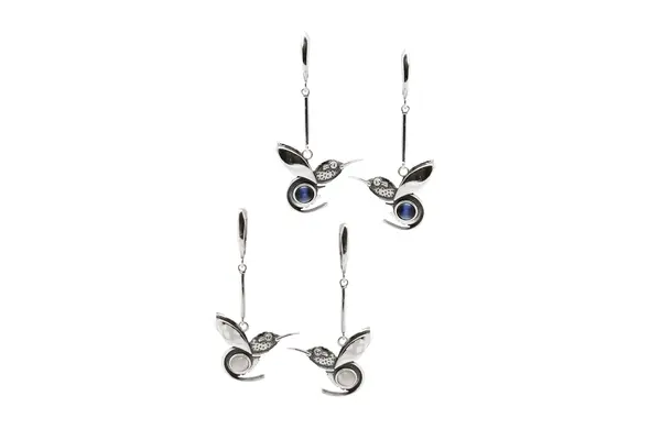 Silver earrings - hummingbird