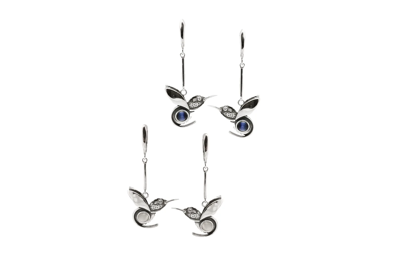 Silver earrings - hummingbird