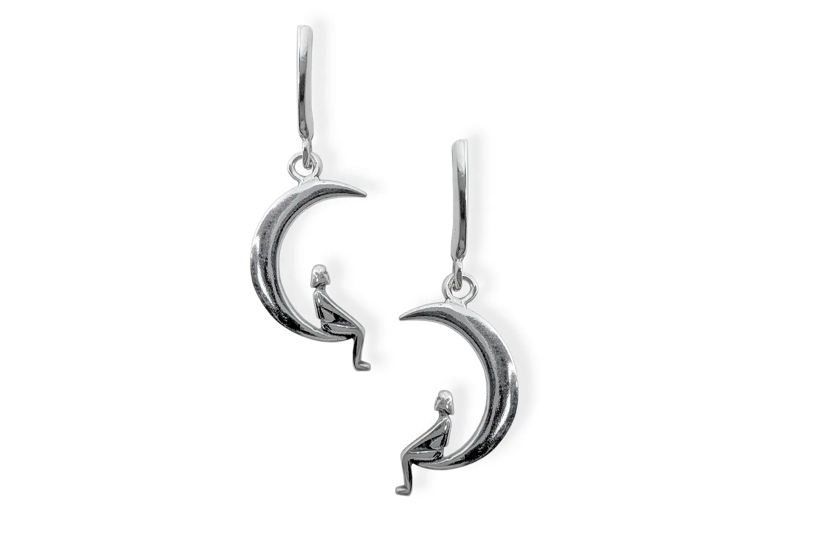Silver earrings - Moon man