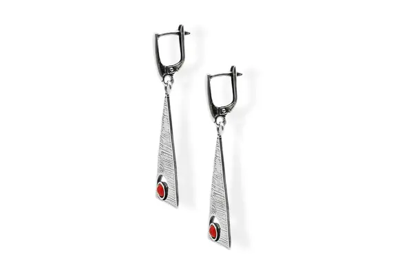 Silver earrings - Pyramids