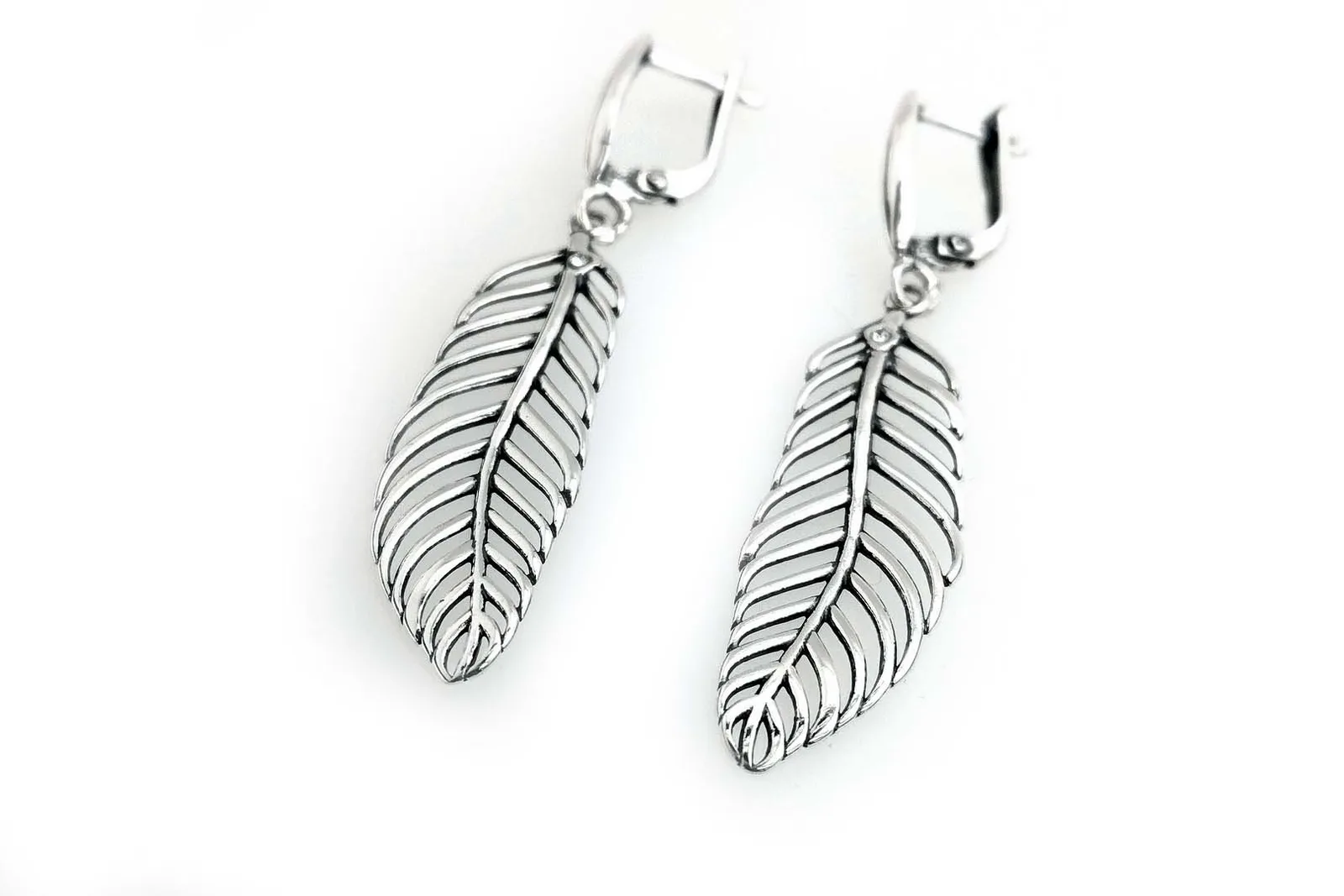 Silver earrings - Feathers