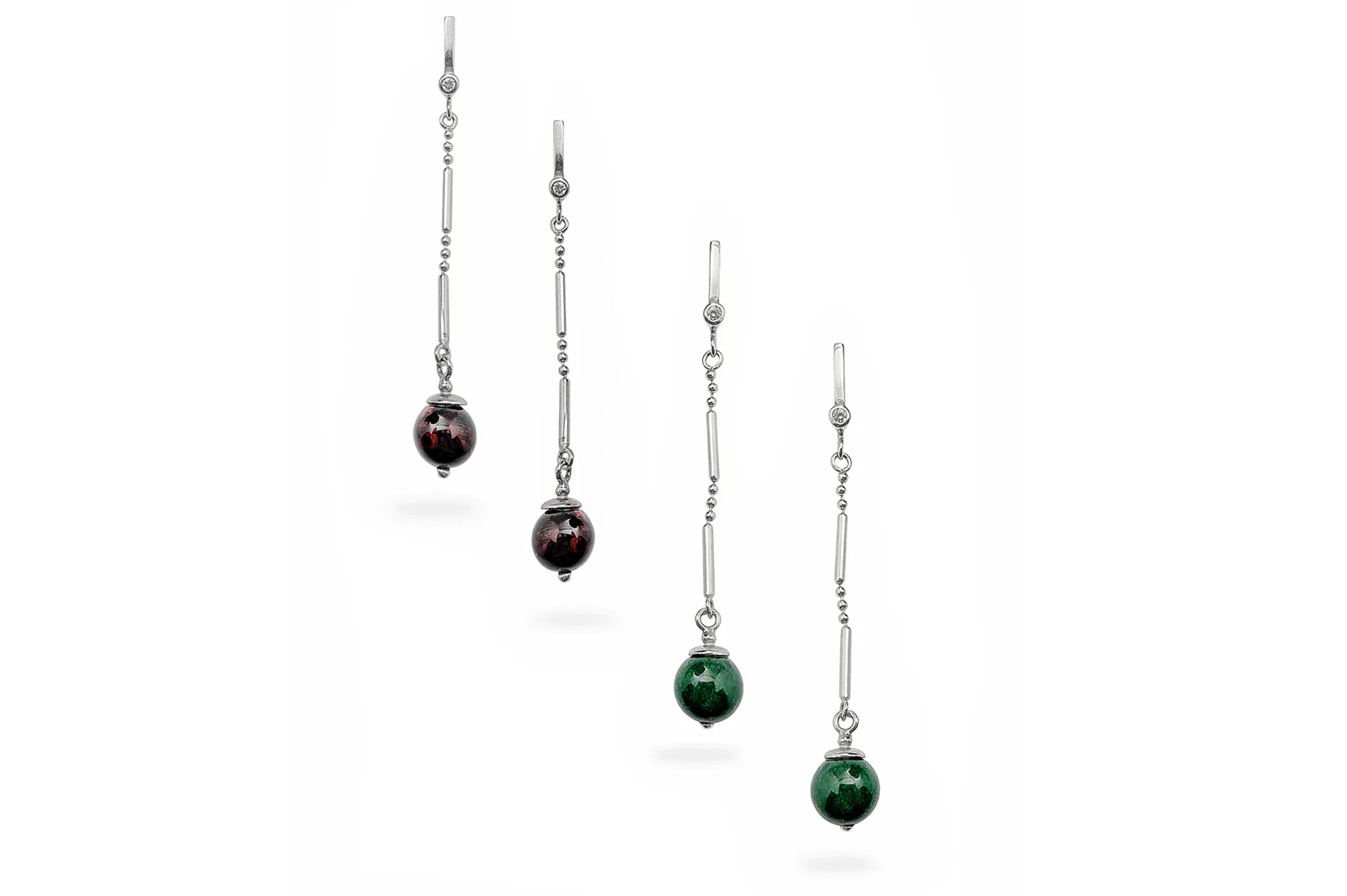 Silver earrings with gemstones