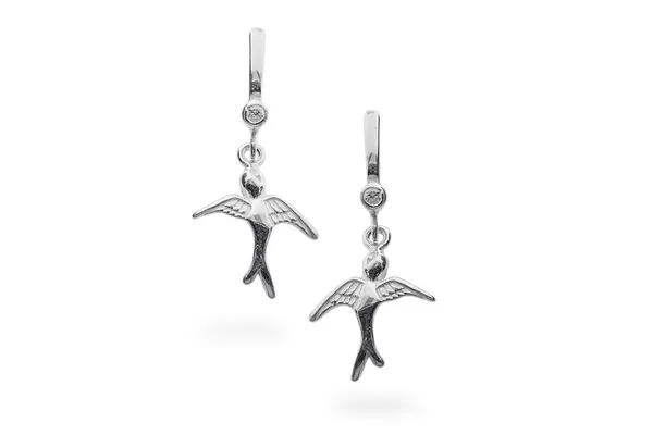 Silver earrings with Zircon - Swallow
