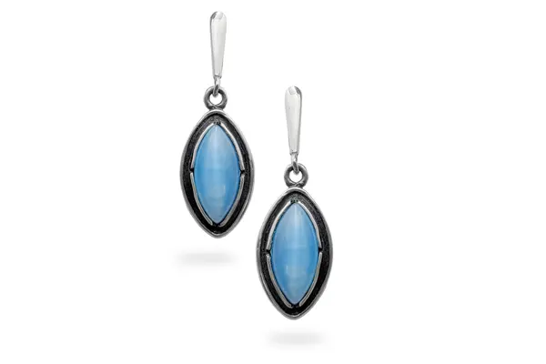 Silver earrings with Cat eye