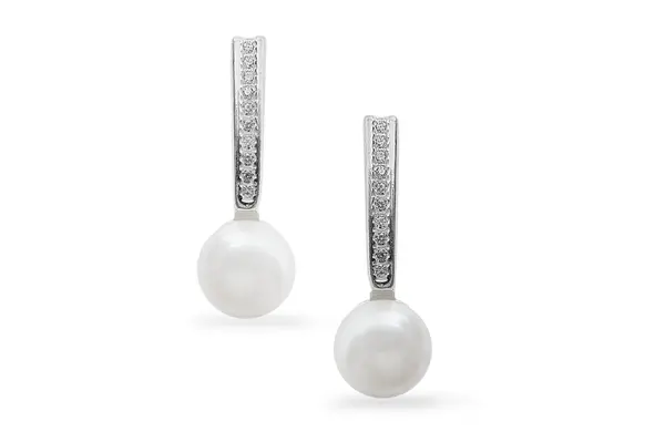 Silver earrings with Pearls and Zircons