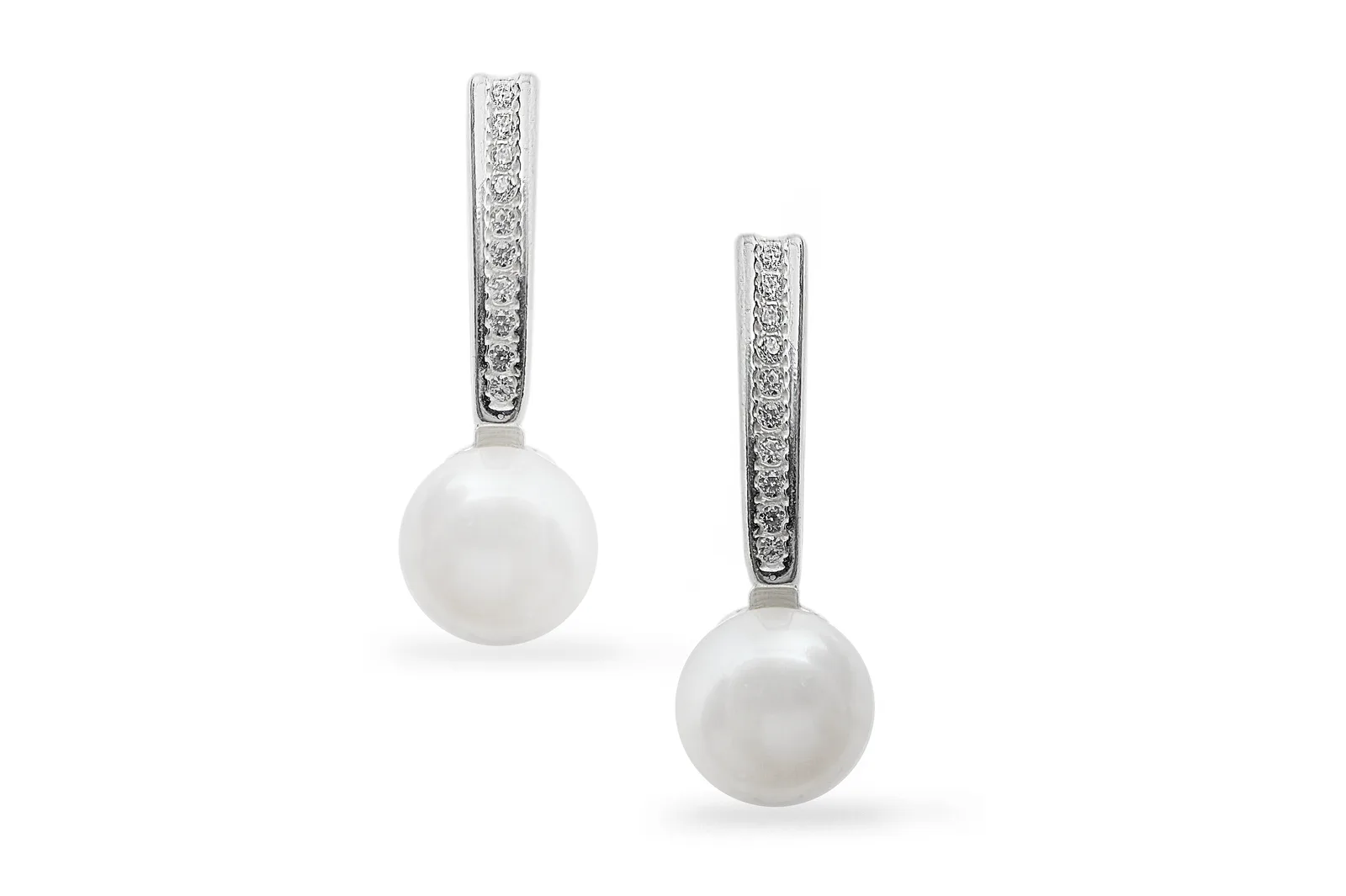 Silver earrings with Pearls and Zircons