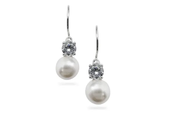 Silver earrings with Pearls and Zircon