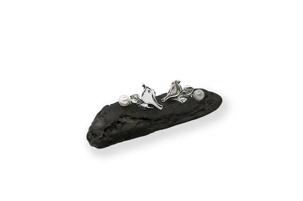 Silver earrings with Pearls - Little Birds