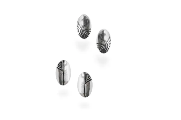 Silver earrings with print