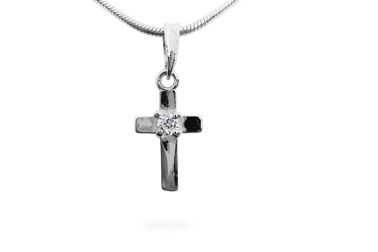 Silver pendant - Cross with Zircon