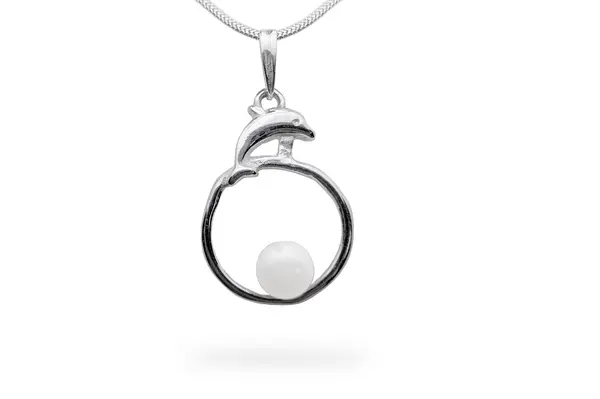 Silver pendant with Pearl - Dolphin