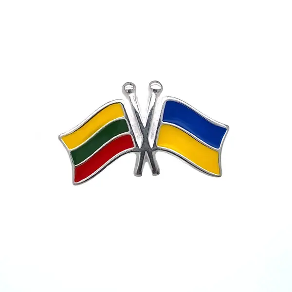Sidabrinis ženkliukas "Lietuvos ir Ukrainos vėliavos"