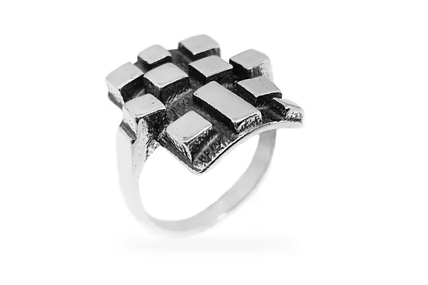 Silver ring - Blocks