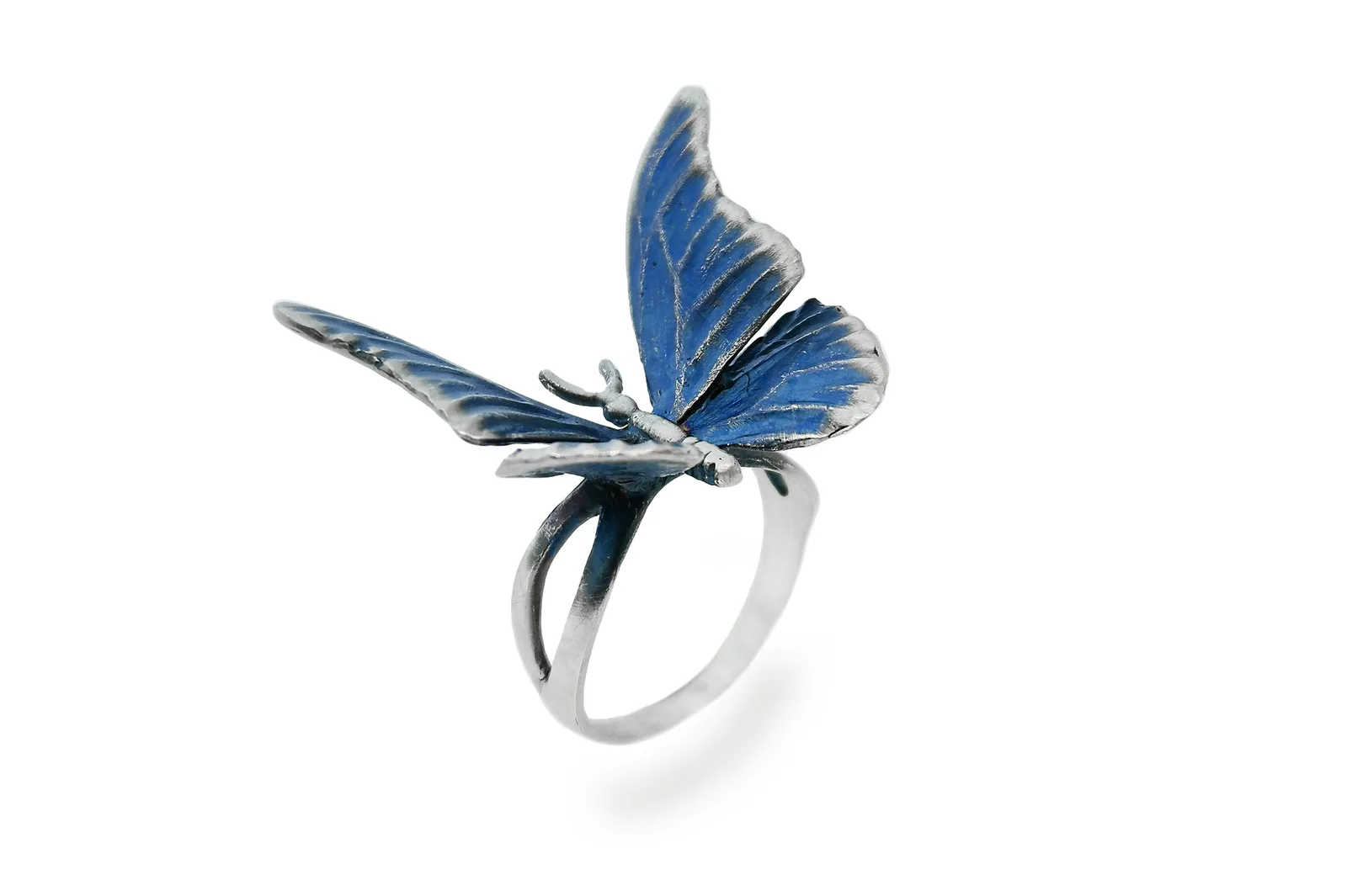 Silver ring - Blue butterfly