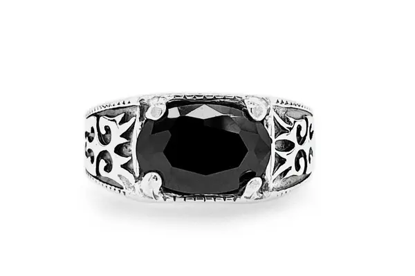 Sterling silver ring with Black Cubic Zirconia